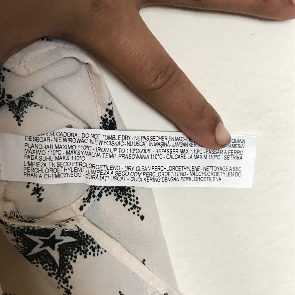 Zara Basic- White Button Up Black Star Blouse - image 7